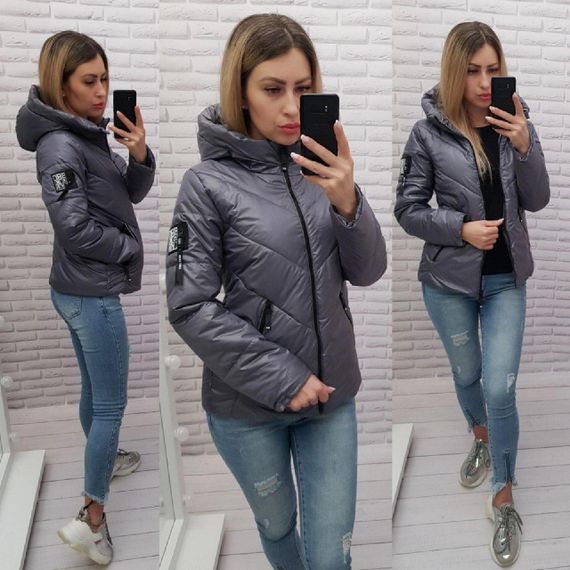 Жіноча демісезонна куртка, арт. 1008, темно сірий графіт