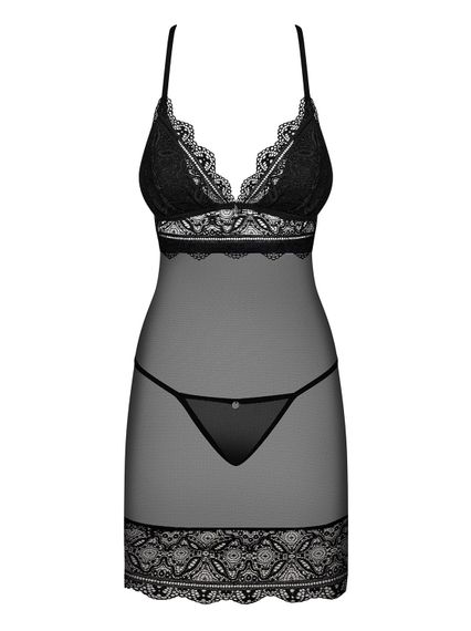 Сорочка Obsessive Renelia chemise Чорна L/XL | Зображення 2