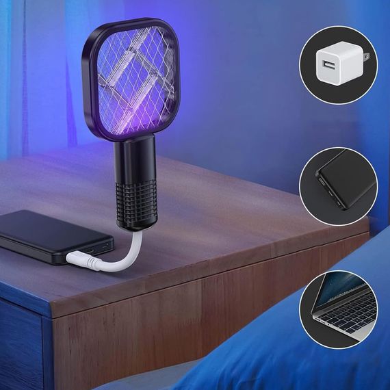 Электрический уничтожитель насекомых от USB, Черный / Лампа от комаров / Ловушка для комаров / Электрическая мухобойка | Зображення 2