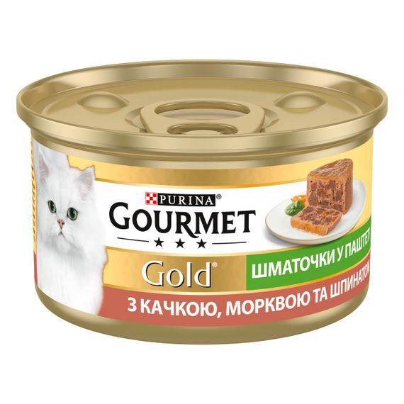 Вологий корм для котів з качкою, морквою та шпинатом Gourmet Gold, 85 гр