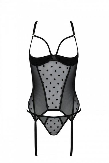 Корсет Passion MARINA CORSET, L/XL, black, з відкритими чашками | Зображення 2