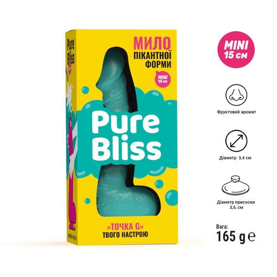 Крафтове мило-член із присоскою Pure Bliss MINI Turquoise, натуральне | Зображення 5