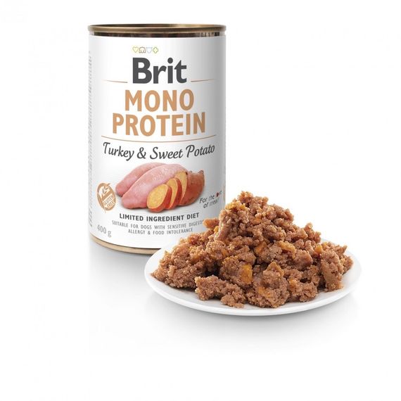 Вологий корм монопротеїновий з індичкою для собак Brit Mono Protein Dog Turkey and Sweet Potato, 400 гр | Зображення 1