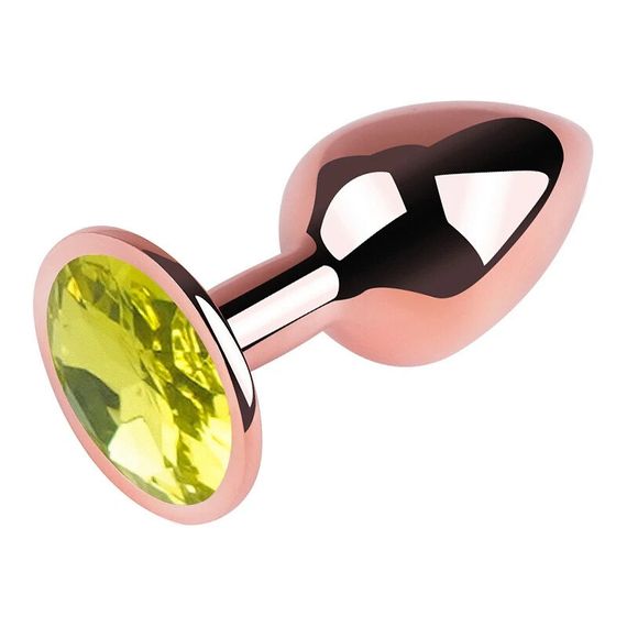 Анальна пробка EGZO Rose Gold Round Plug S з лаймовим кристалом, металева Sex Aura | Зображення 2
