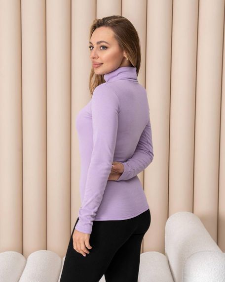 Жіноча тепла водолазка-гольф напівшерсть на термофлісі колір бузковий розмір 46/48 DM09.09 | Зображення 2