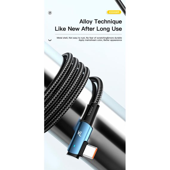 Дата кабель USB 2.0 AM to USB-C 2.0m 100W blue Essager (EXCWT7A-CGA03-P) | Зображення 8