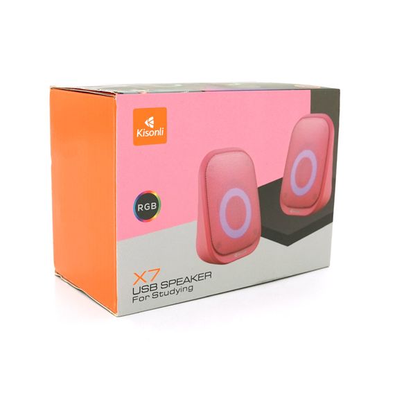 Колонки 2.0 Kisonli X7 для ПК та ноутбука, USB + 3.5mm, 2x3W, 20Hz-20KHz, Black | Зображення 1