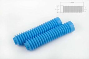 Гофры передней вилки мото (пара) универсальные L-190mm, d-30mm, D-45mm (голубые)