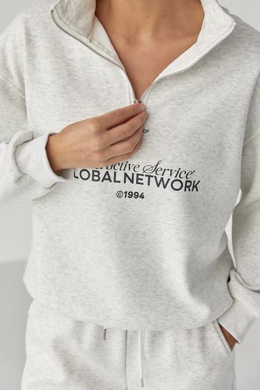 Теплий спортивний костюм з написами - світло-сірий цвет, M/L (є розміри) | Зображення 3