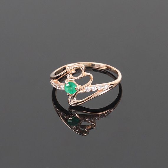 Кольцо из красного золота с изумрудом 20.5 | Зображення 1