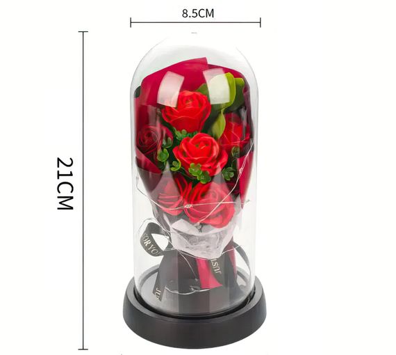 Букет у колбі з LED-підсвіткою та мильними трояндами XPRO KR-02 (45030-KR-02_184) | Зображення 7