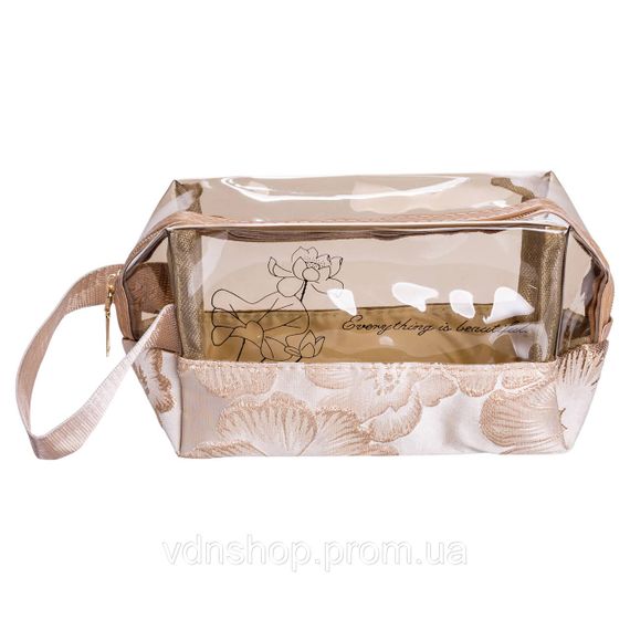 Набор прозрачных женских косметичек для дома 2 (шт) косметичка дорожная в сумку для косметики, макияжа, лекарств, кистей Бежевый | Зображення 1
