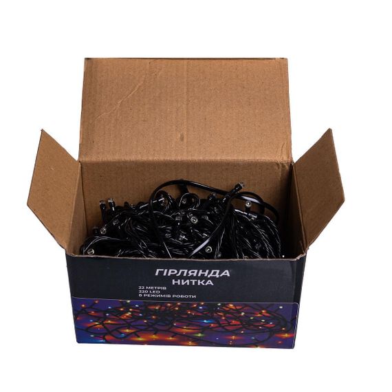 Новорічна гірлянда кімнатна нитка 22 м 220 LED чорний провід Білий W220LED22MBW | Зображення 9