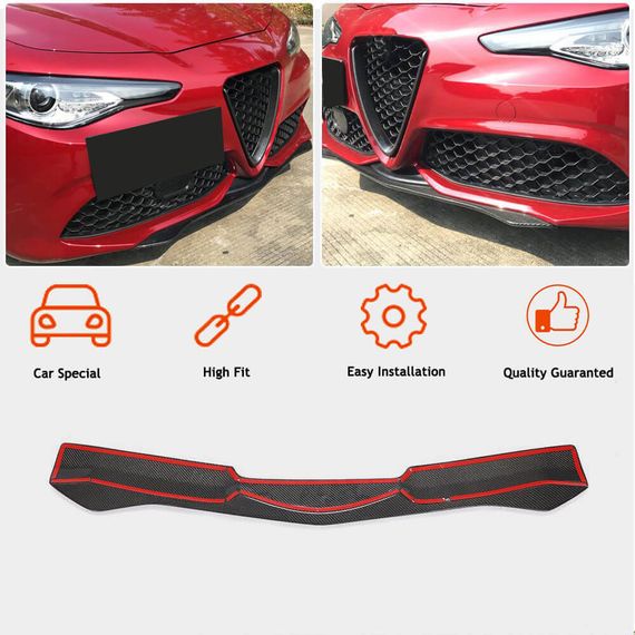 Накладка на передний бампер Lip (для Sport, Карбон) для Alfa Romeo Giulia 2016-2022 гг | Зображення 2