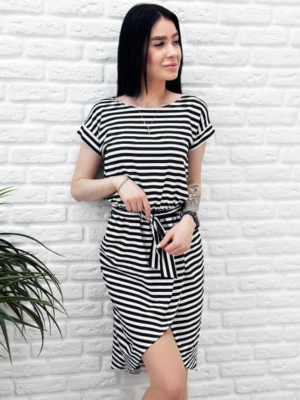 Женское летнее стильное платье в полоску GF04172 цвет черный, размер 46/48 | Зображення 2