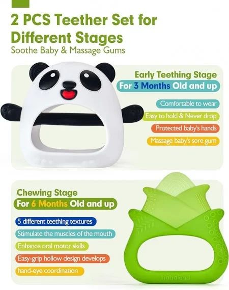 Прорізувач для зубів, гризунець, Дитячі іграшки для прорізування зубів для дітей 0-6 місяців — 2 шт. | Зображення 1