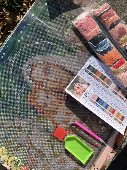 Алмазна мозаїка Ікона Діва Марія з Ісусом 40х50 см ColorArt  SP011 | Зображення 5
