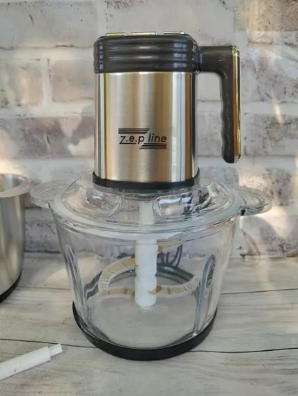 Подрібнювач кухонний Zepline ZP-00219 комплект із 2 чашами скло та металева 3.2 л чоппер 3000 Вт | Зображення 2
