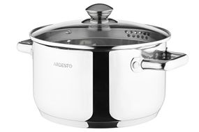 Кастрюля Ardesto Gemini Lecco с носиком для слива, стекл. крышка , 4.7 л, нержавеющая сталь (AR2847CS)