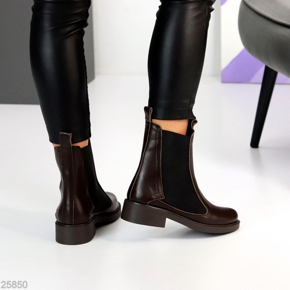 Повсякденні Шоколадні шкіряні черевики челсі низький хід зима 2026 | Зображення 6