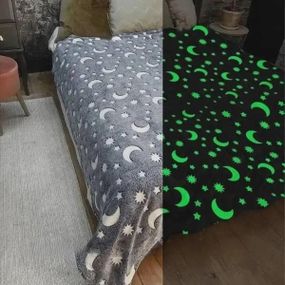 Плед світиться дитячий Місяць та зірки 150*120 Magic Blanket Сірий