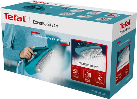 Праска Tefal Express Steam, 2500Вт, 270мл, паровий удар -200гр, постійна пара - 45гр, керам. підошва, бірюзовий (FV2867E0) | Зображення 5