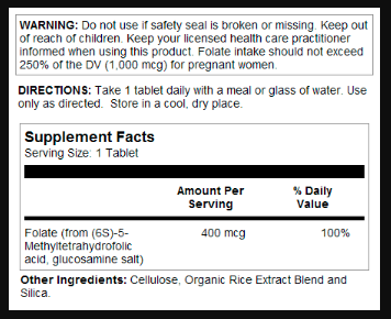 Methyl Folate 400mcg - 90 tabs | Зображення 1