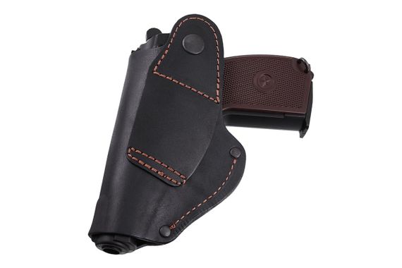 Кобура ПМ поясна  скритого внутрішньобрючного носіння формована з кліпсою шкіра чорна ms | Зображення 2
