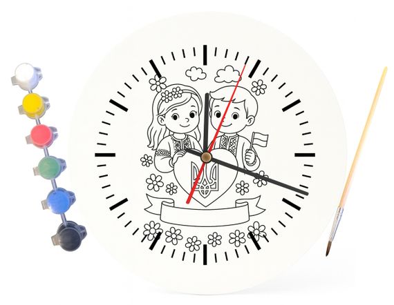 Детский набор для творчества часы раскраска Я люблю Украину 30 см (Г0061) | Зображення 3