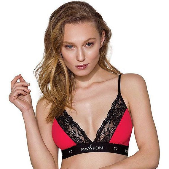 Еластичний топ з мереживом Passion PS001 TOP L, red-black Sex Aura