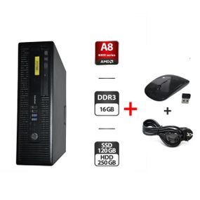 Комп'ютер HP EliteDesk 705 G1 SFF / AMD A8-6500B (4 ядра по 3.5 - 4.1 GHz) / 16 GB DDR3 / 120 GB SSD + 250 GB HDD / AMD Radeon HD 8570D Graphics / DVD-ROM / Windows 11 б/в + Подарунок Бездротова мишка + кабель живлення