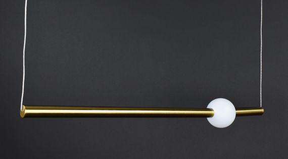 Люстра світлодіодна підвісна LED світильник для квартири на стелю лед 27152 Латунь 15-180х10х90 см. | Зображення 3