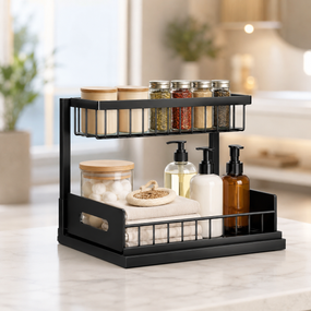 Кухонний стелаж-сушарка для посуду миючого Storage rack AND-103-30-10pcs / Органайзер для кухонного приладдя / Дворівневий органайзер для зберігання