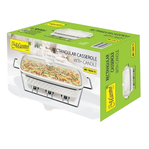 Марміт прямокутний 2,5л 40см кераміка скляна кришка + метал.підставка MR-11659-73 Maestro | Зображення 3