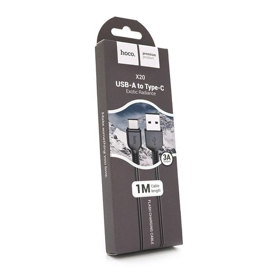 Кабель Hoco X20, Type-C-USB, 3A, Black, довжина 3м, BOX | Зображення 1