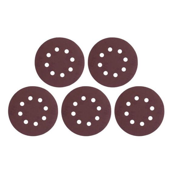 Круг наждаковий самоклейний 125 мм з отворами, папір класу С, К150, 5 од. INTERTOOL BT-0588