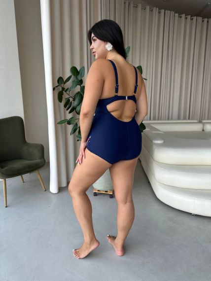 Яскравий суцільний синій купальник PLUS SIZE з утяжкою | Зображення 6