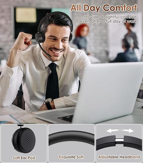 Беспроводные наушники Yukigefe KH53 Bluetooth гарнитура для колл-центра с микрофоном и шумоподавлением | Зображення 5