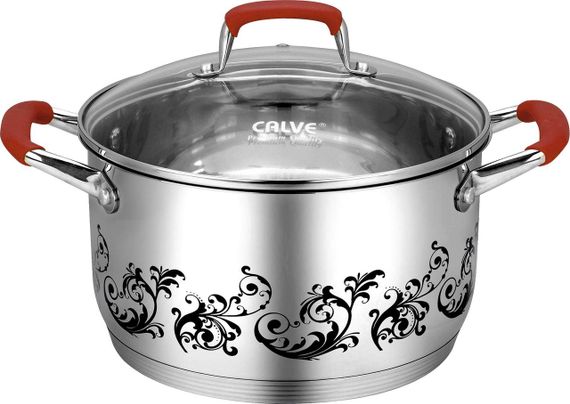 Кастрюля Calve CL-1885, 6.2 л, 24 см, из нержавеющей стали с крышкой, для всех типов плит, рисунок меняет цвет