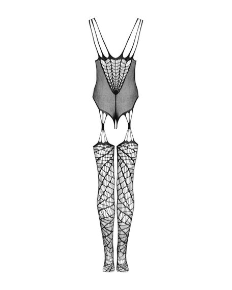 (SALE) Ажурный бодистокинг под паутину Obsessive Bodystocking G325 black S/M/L, черный, комбинезон, имитаци | Зображення 5