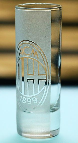 Скляна чарка 60мл ФК Мілан AC Milan  з гравіюванням подарунок для фаната футбольна стопка | Зображення 2