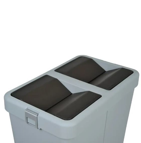 Відро для сміття Motek на 40 л + 40 л з поворотною кришкою 55х35.5х59 см Сіре (COB-414) | Зображення 2