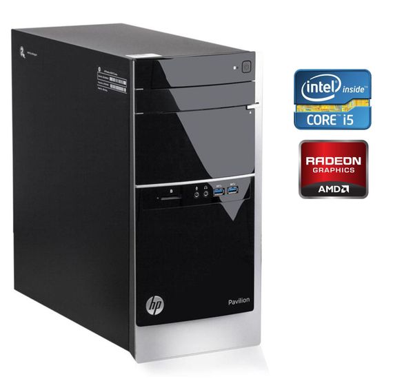 Ігровий ПК HP Pavilion 500 Tower / Intel Core i5-4460S (4 ядра по 2.9 - 3.4 GHz) / 16 GB DDR3 / 128 GB SSD + 500 GB HDD / AMD Radeon R7 240, 2 GB GDDR3, 128-bit / Wi-Fi / Win 10 Pro + Кабель живлення б/в
