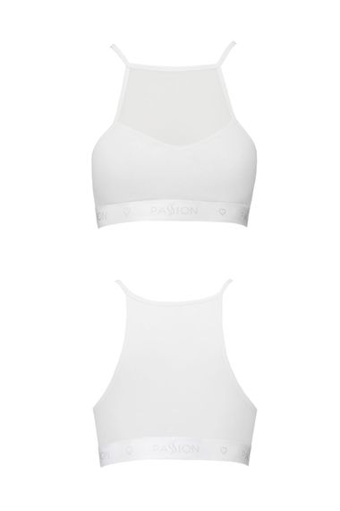 Спортивный хлопковый топ с прозрачной вставкой Passion PS006 TOP Белый S | Зображення 4