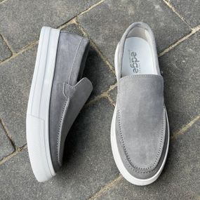 Мужские серые лоферы из натуральной замши 44 размер
