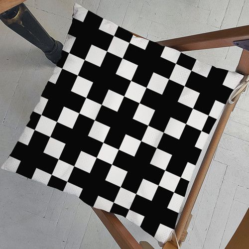 Подушка на стул с завязками Черно-белая мозаика 40x40x4 см (PZ_23F003)