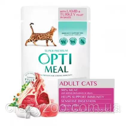 Консерва беззерновая для взрослых котов OptiMeal Adult Sensetive Digestion чувствительное пищеварение ягненок | Зображення 1
