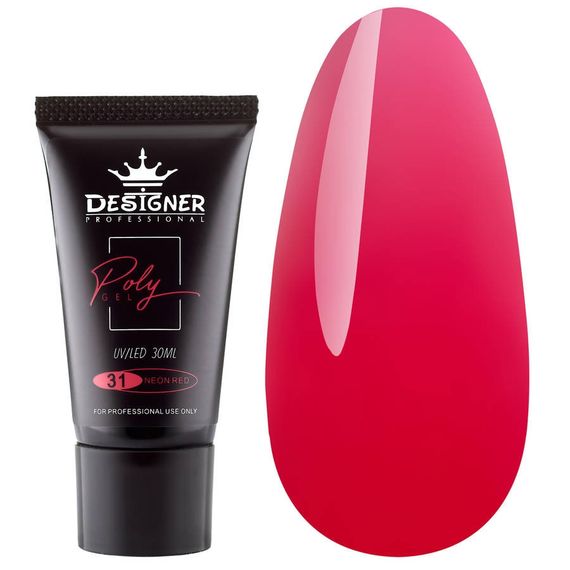 Полігель Designer №31 Neon Red (в тюбике) 30мл | Зображення 2