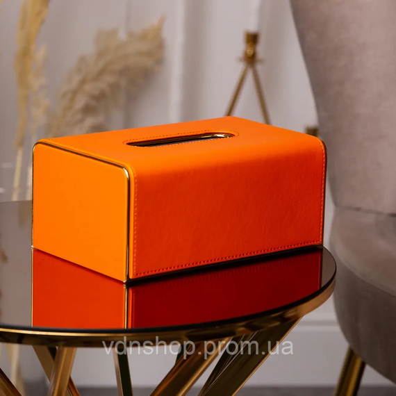 Серветниця з еко шкіри 21х13.5х9.5 см для серветок на стіл Помаранчевий HP-3-208O | Зображення 5