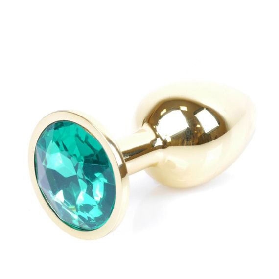 Анальна пробка - Jewellery Gold Plug Green | Зображення 5